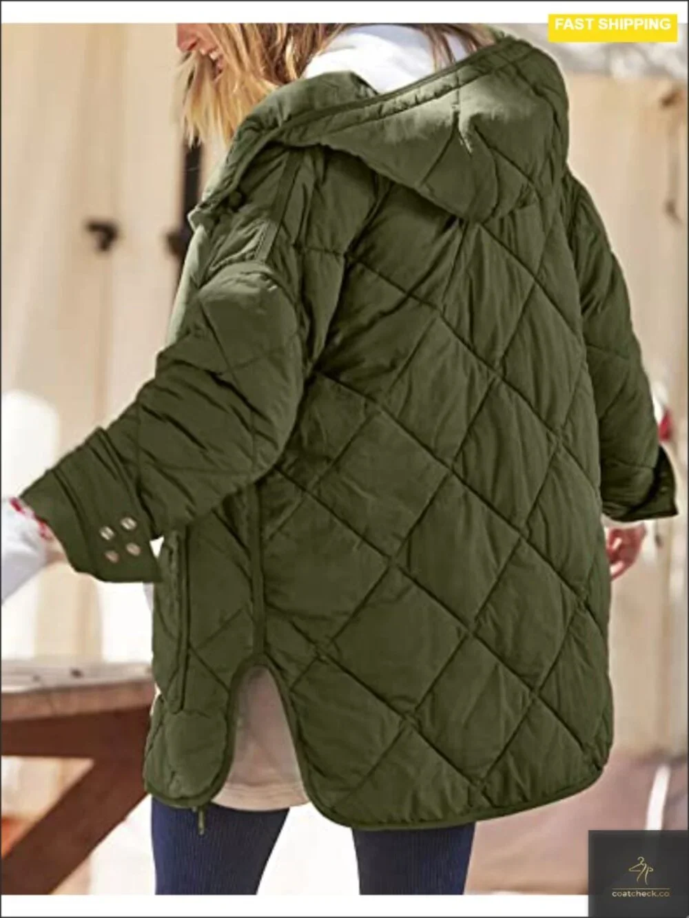 Women's Quilted Puffer Jacket Hooded Lightweight Winter Coat Oversized Pullover